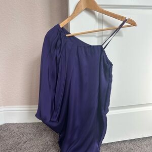 Cache Purple Satin one shoulder mini dress